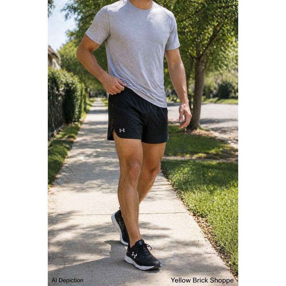 Under Armour Black Running Shorts XL HeatGear Lined Athletic Shorts